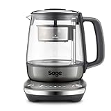 Sage - The Tea Maker - Teekocher - Teesieb mit Abesenkautomatik, optimale Ziehzeit, Stärke & Temperatur, Alle Teesorten - Wasserkocher, 1,5 L Fassungsvermögen, 2000W, Glas - Smoked Hickory