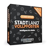 Stadt Land Vollpfosten Kartenspiel für Familien - Classic Edition | Gesellschaftsspiel für Erwachsene und Kinder ab 12 Jahren & 200 Kategorien für 3-6 Spieler | Stadt Land Fluss Reisespiel Wortspiel
