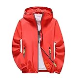 MQMYJSP Herren Reißverschlussjacke für Frühling und Herbst Outdoor trendig Teenager orange M
