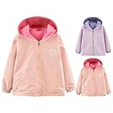 Fleecejacke Mädchen Thermo Fleecefütterung Softshelljacke Kapuzenjacke Kinder Winddicht Regendicht Outdoorjacke Sweatjacke mit Reißverschluss Winter Warme Wintermantel Trenchcoat (Purple, 7-8 Years)