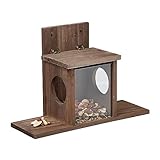 Relaxdays Eichhörnchen Futterhaus, Holz, 2 Eingänge & Sitzplattformen, zum Aufhängen, Eichhörnchenfutterstation, braun