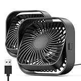 TOPK USB Ventilator 2 Stück Mini Tischventilatoren leiser Betrieb, USB Powered Tischventilator, 3 Geschwindigkeiten und 360° drehbarer Kopf für Home Office Schlafzimmer Tisch Desktop