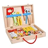 KIDS REPARATURKIT, Werkzeugset für Kinderreparaturset, Kinderspielzeug geben vor, Holzbearbeitungswerkzeuge zu spielen | Werkzeugkasten aus Holz, Set