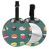 Sushi-Druck, runder Gepäckanhänger, 10 cm, PU-Leder, Kofferetikett, Gepäckanhänger für Kreuzfahrtschiffe, Kofferanhänger, Strand, Malibu Druck, Sichtschutz, Ausweisetikett