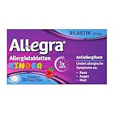 Allegra Allergie Tabletten für Kinder 6-11J. mind| Schmelztabletten | 20 Stk | Antihistaminikum | Wirkstoff Bilastin | schnell und 24 Std wirksam bei Heuschnupfen, Tierhaarallergie, Hausstauballergie