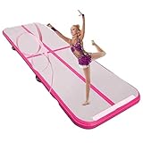 Gymnastik-Fass-Tumbling-Matte, Aufblasbare Air-Spot-Tumble-Track-Matte, Backbend-Trainer Mit Luftpumpe Für Yoga/Backflip,19.6Ft/6M*3.2Ft/1M,White