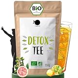 BIO DETOX TEE 150g, 60 Tassen - Leichtigkeit im Alltag - In Deutschland zertifiziert und verpackt - Bio Loser Tee mit Grünem Tee, Mate Tee, Zitronengras, Brennnessel, Ingwer und Zitrone
