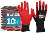 ACE Blaze Arbeits-Handschuh - 10 Paar Bequeme, robuste Allround-Schutz-Handschuhe für die Arbeit - 09/L (10er Pack)