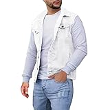 Caxndycing Herren Jeansweste Übergröße Jeans Brusttaschen Kubanischer Ausschnitt Tank Tops mit Knöpfen Loose Funky Einfach Oberteile Casual Leichte Tops Oversized Ärmelloses Shirt