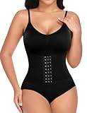 Yuson Girl Formender Body Damen - Taille Formend Body Shaper mit Vorderer Knopfleiste & BH Bauchweg Kontrolle Extra Stark Formend Miederbody Shaping Bodysuit(Schwarz, S)