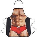 XingDerK Kochschürze Küchenschürze Lustige Schürze Wasserdichte für Herren Damen Geschenk für Party Costume Grill (Muskelmann)