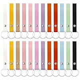 Sixfolo Leder Schlüsselanhänger 24 Stück SchlüsselanhäNger Leder Damen Lederband SchlüSselanhäNger Rohling mit Schlüsselringen Metall für Geschenk Schlüsselband Anhänger,12 Farben