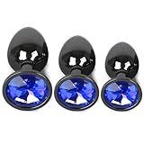 Set of 3 Anal plug,sex spielzeug für die frau männer,Anal Butt Plug mit Kristall Diamant, Metall analplug Dark Grey,Herzförmige Anal Trainer,Kristall Butt Plug Kit