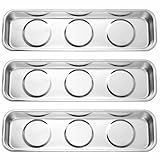 3 Stück Magnetschale, Magnetische schale, Verdicktes Edelstahl Magnetische Werkzeugschalen, Magnet Teller mit Hochleistungsmagnet Halten von Werkzeug Schrauben Bohrer und Nägel(226x65mm)