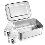 Joyfair Brotdose mit Fächern, 850ml Edelstahl Bento Box mit 2 Abnehmbar Fächern für Erwachsene & Kinder, Lunchbox Brotzeitdose für Camping Picknick Reisen und Arbeit, Auslaufsicher & Spülmaschinenfest