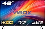 VIBOX UHD 4K 43 Zoll Smart TV | WebOS | HDR10 | 3X HDMI, 2X USB | Dolby Audio | Gestensteuerung | für Schlafzimmer, Wohnzimmer oder Büro