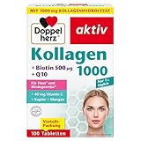 Doppelherz Kollagen 1000 + Biotin + Q10 - Mangan und Kupfer tragen zur normalen Bindegewebsbildung bei - 100 Tabletten