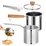 Frittiertopf mit Sieb, Ölfilter Topf, Fritteusentopf, Fettbehälter Rostfreier Stahl Speckfett Mit Sieb, Frittierkorb Und Grillzange, Speckfettbehälter, Frittierfitcyer Pot Für Küche