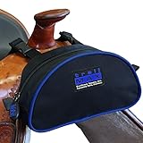 TrailMax Original Satteltasche für Western- und Ausdauersättel; Handy-Sattelhorntasche; Sattelhorn-Tasche für Pferde; Trail-Ride-Handy-Bommeltasche; blaue Paspelierung