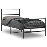 Rantry Bettgestell Metallbett mit Kopf- und Fußteil Bettrahmen Bettgestell Einzelbett Doppelbett Jugendbett Gästebett Schlafzimmerbett Metall Schwarz 90x190 cm