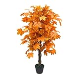 Lacers SMARAGDLINE- Ahornbaum im Topf 125cm orange - dekorative Kunstpflanze/Kunstbaum- realistische Optik - lebendige Farben für Wohnzimmer, Balkon & Büroräume