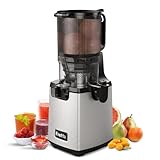 Fretta Slow Juicer Entsafter Gemüse und Obst Testsieger, 250W Edelstahl Saftpresse Elektrisch Obstpresse Kaltpresse Saftmaschine mit 135mm Großem Öffnung, Leicht zu Reinigen, Umkehrfunktion, BPA Frei