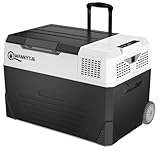 WANNYTON elektrische Kompressor Kühlbox, Auto Kühlschrank 58 Liter, 12/24/100-240 V, Mini Kühlschrank für Auto LKW Boot Wohnmobil, tragbar, mit Rädern und Griffen, mit AC/DC-Kabel [Energieklasse B]