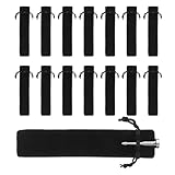 YUVKIN 15 Stück Samt Federbeutel Kordelzug Federmäppchen Für Stifte, Bleistifte, Kugelschreiber Verpackung Etui (17.3x3.0cm)(Schwarz)