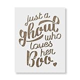Schablone 'Just A Ghoul Who Loves Her Boo', Airbrush-Gemälde, Wandkunst, Dekoration, DIY-Vorlage, 7,5 mm, Mylar-Kunststoff, wiederverwendbar