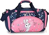 Fabrizio Kinder Sporttasche Reisetasche Polyester 35 x 22 x 18,5 cm Vol. 10l Dino Bunny schwarz rosa (dunkelblau/rosa) , 32 cm
