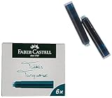Faber-Castell 185509 - Tintenpatronen Standard, 6er Pack, türkis
