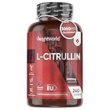 L-Citrullin 3000mg - Ideal für Sportler, Fitness & Workout - 240 Kapseln - Alternative zu Kreatin, L-Arginin & L-Taurin Kapseln & Pulver - Von WeightWorld