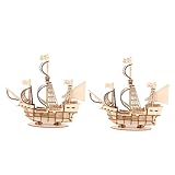 BESPORTBLE 2 Sätze Holz Segelboot Modellbausatz DIY Puzzle Bausatz aus Vorgefertigten Holzteilen Pädagogisches Kreativspielzeug für Erwachsene und Langlebiges Holzspielzeug mit Glatter