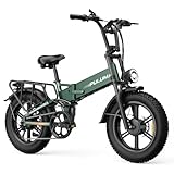 Snokco PE500 Faltbares Elektrofahrrad, 48 V17.5 Ah, herausnehmbarer Akku, 20 Zoll x 4,0 Reifen, Zwei Motoren, Vorder- und Hinterradaufhängung, 7-Gang-Hydraulikscheibenbremsen, Offroad-Mountainbike