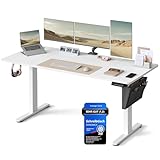 SONGMICS Höhenverstellbarer Schreibtisch elektrisch, 160 x 70 cm, Verstellbarer Tisch, Memory-Funktion für 4 Höhen, für Büro, wolkenweiß LSD136W01