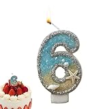 Geburtstagskerzen, Geburtstagskerzen, Zahlenkerzen, Dekoration Zahlen 0-9, Partykerzen mit Seesterndekoration, Dekoration