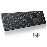 TECURS Bluetooth Tastatur Kabellos, Dual-Interface USB und Typ-C Funktastatur mit 3 Verbindungskanälen, Wiederaufladbare Deutsches Layout QWERTZ Tastatur für PC Laptop Windows Mac, Schwarz