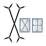 2 Stück Premium Bettlakenspanner – Verstellbar 70-277cm – Mit stabilen Metallclips – Extra starke Elastikbänder – Für Matratzen, Sofas & Bügelbretter – Dreiecksdesign für perfekten Halt – Schwarz