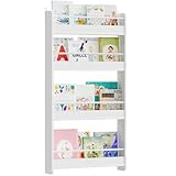 MAHANCRIS 4-stöckiges Kinder Bücherregal, Kinderregal, Wandregal für Spielzeug, Buch-Organizer aus Holzwerkstoff für Kinderzimmer, Kindergarten, Vorschule, Weiß ABKBW7601