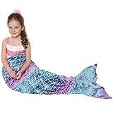 Catalonia Classy Meerjungfrauen Schwanz Decke, weicher Warmer Plüsch Fleece Schlafsack Kuscheldecke, 155 x 50 cm Fischschuppenmuster, Sternenhimmel