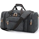 Erweiterbar Canvas Reisetasche Herren 50L / 40L, Weekender Damen Groß, Sporttasche für männer, Duffle Reisen Übernachtung Taschen, Dunkelgrau