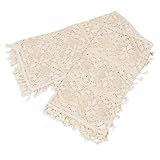 jojofuny Gestrickte Baumwoll Tischdecke mit Lochmuster Durchbrochenes Klaviercover Waschbare Tischdecke für Esstisch und Haushalt Dekoration im Landhausstil 100x140cm Beige