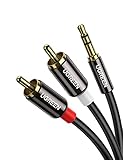 UGREEN Klinke auf Cinch Kabel 3,5mm Klinke Chinch Stereo Audio Kabel für TV, PC, Handy, MP3-Player, Lautsprecher, Heimkino, Autoradio, Tablet, Verstärker, Soundbar usw. (2m)