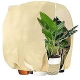 Plant Protection Winter, Frost Protection, Cold Protection, Plant Protection Bag for Plants with Zip Drawstring, Thick Winter Protection Cover, Pot Plant Bag for Olive Trees, XXL 120 x 180 cm, Beige