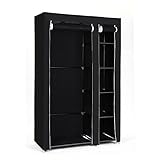 SONGMICS Kleiderschrank, Stoffschrank, Faltschrank mit Kleiderstange, Ablagen, Überzug, für Schlafzimmer, Garderobe, 110 x 45 x 175 cm, schwarz LSF007