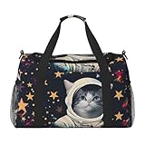 bvxcdd Reisetasche mit Gothic-Rosenmuster, 50 x 33 x 26 cm, faltbar, mit Schulterriemen und zwei Griffen, für Wochenendausflüge, Fitnessstudio, Geschäftsreisen und Flughafen-Handgepäck, Fun Cat