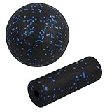 Volumoon Faszien Set (Mini Faszienrolle und 12cm Ball), Faszienball und Faszienroller Set, Massageball Faszien Ball, Selbstmassageball, für Faszientraining DurchfüHren, Schmerzen Lindern (Blau)