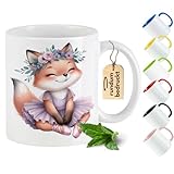 GRAZDesign Tasse Fuchs süß - Tier Becher für Kinder & Erwachsene – Kaffeebecher für Tierliebhaber - Blau