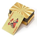 AKJAXQU Wasserfest Spielkarten, 1 Decks Gold Diamant Kunststoff Pokerkarten, Poker Kartendeck, Plastik Pokerkarten für Canasta Blackjack Texas Bridge, Kartenspiele für Erwachsene