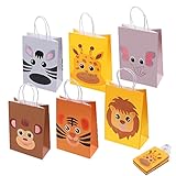 Flintronic Geschenktüten, 18 Stück Tierische Papiertüten Partytüten, Papiertüten Taschen für Kinder Party, Feiern, Baby Geburtstag,Halloween, Weihnachten,Christmas